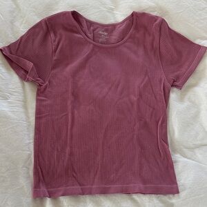 Elodie Ribbed Short Sleeve Top in Mauve